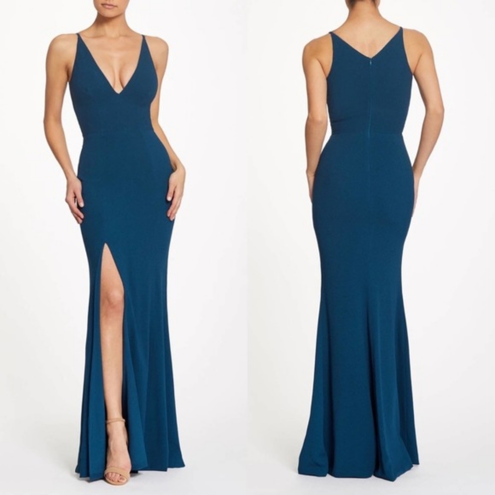 Dress the Population - Iris Crepe Gown in Peacock Blue Size X-Large NWOT